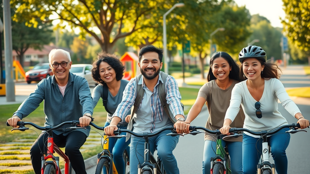 family and friends sustainable transportation bikes public transit joy suburban