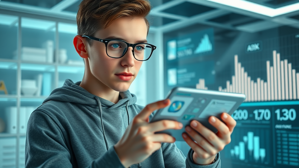 Researching ethical brands - Young adult using mobile app for informed ethical purchasing decisions