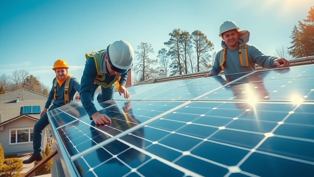 home with solar panels being installed for energy conservation eco-friendly lifestyle