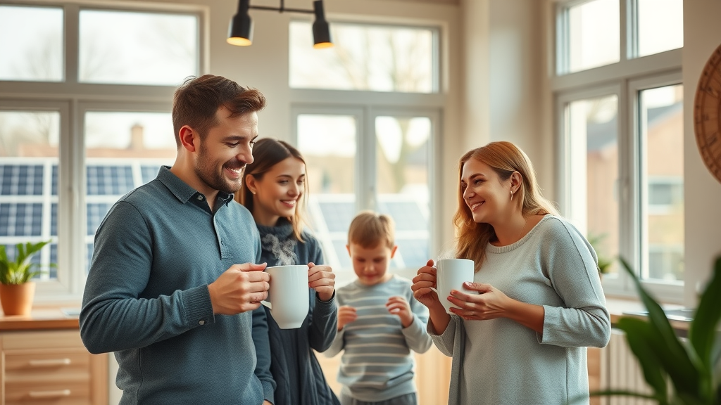 reduce your carbon modern eco-friendly home installing smart thermostat solar panels visible